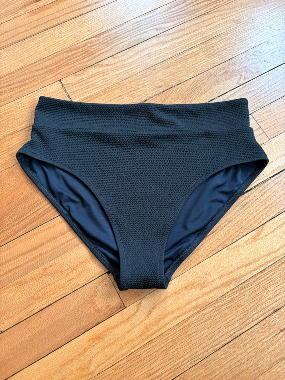 Old Navy Black Textured High-Waist Swim Bottom